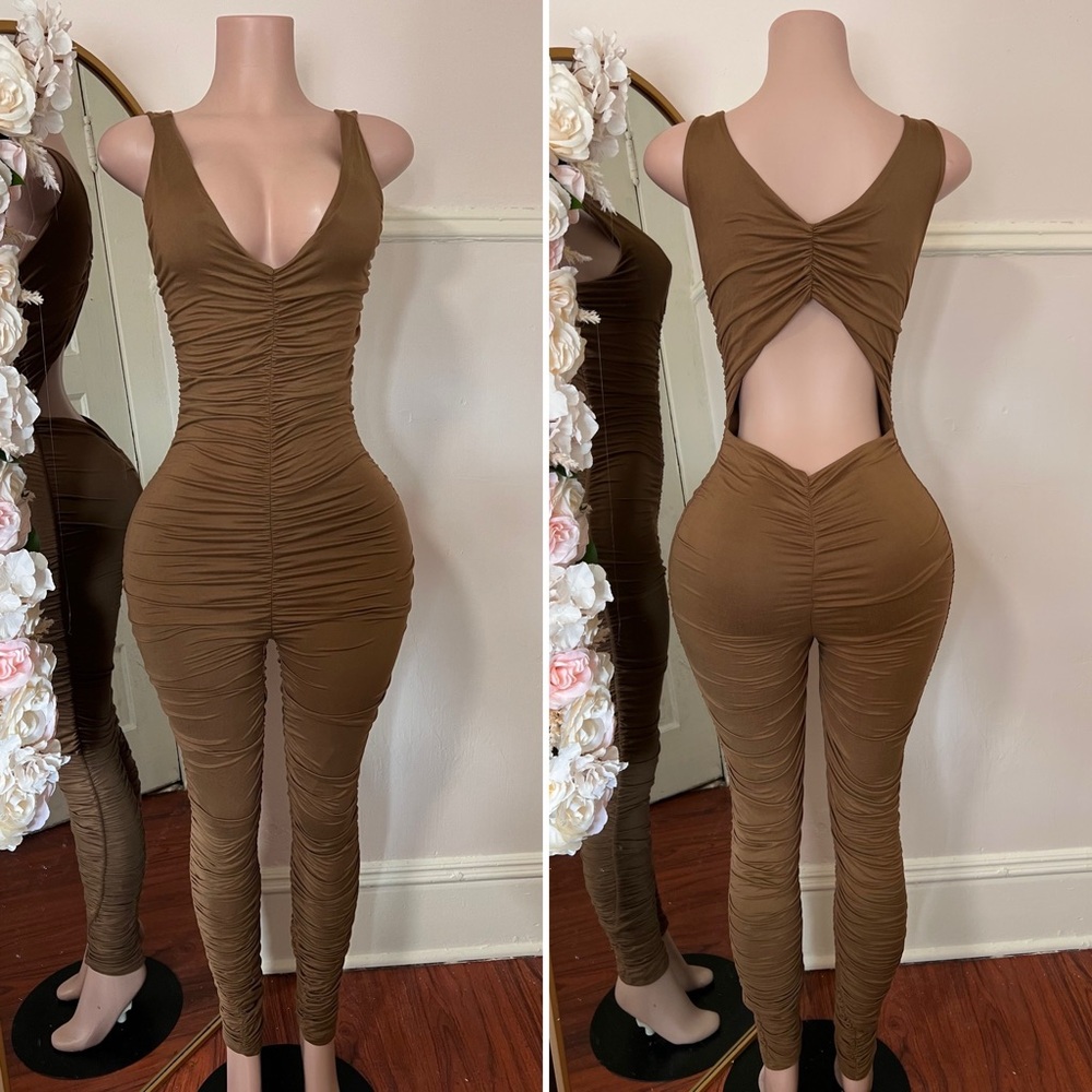Brown Sleeveless Jumpsuit